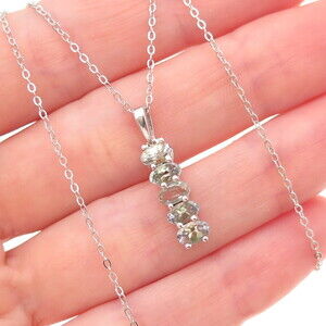 Chuck Clemency 925 Sterling Silver Real Green Amethyst Cable Chain Necklace 20"